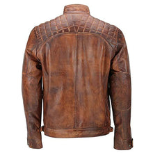 Load image into Gallery viewer, Men&#39;s Brown Vintage Distressed Biker Leather Jacket
