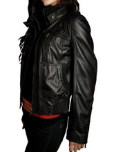 Load image into Gallery viewer, Women&#39;s Motorcylce Black Real Leather Jacket
