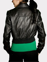 Load image into Gallery viewer, Women&#39;s Black Biker Real Leather Short Jacket
