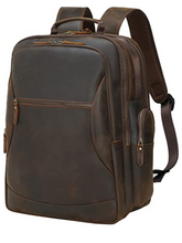 Load image into Gallery viewer, Vintage Full Grain Leather 17.3 Inch Laptop Backpack

