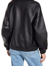 Load image into Gallery viewer, Black Bomber And Biker Leather Jacket For Women
