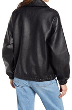 Load image into Gallery viewer, womens Bomber biker Leather jacket in Black- Boneshia
