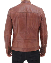 Load image into Gallery viewer, Mens Benjamin Cafe Racer Brown Leather Jacket
