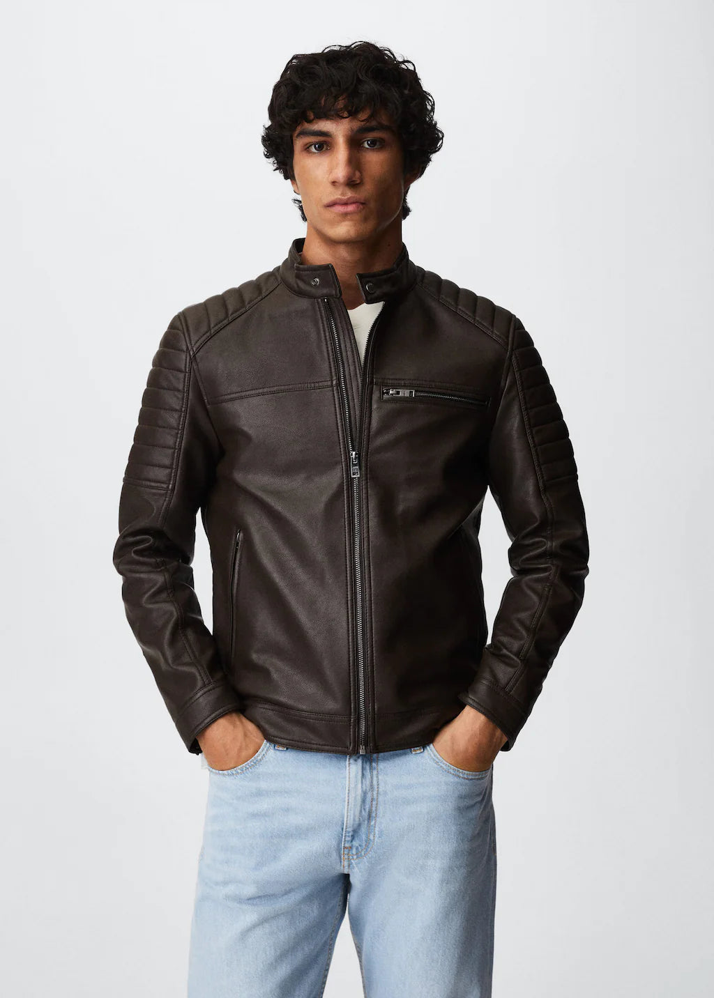 Men's Coco Brown Biker Leather Jacket