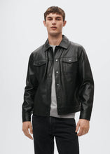 Load image into Gallery viewer, Men&#39;s Charcoal Black Biker Leather Jacket
