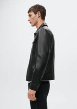 Load image into Gallery viewer, Men&#39;s Charcoal Black Biker Leather Jacket
