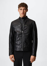 Load image into Gallery viewer, Men&#39;s Onyx Black Biker Leather Jacket
