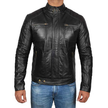 Load image into Gallery viewer, Men&#39;s Black Genuine Leather Biker Jacket - Boneshia
