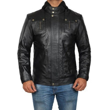 Load image into Gallery viewer, Men&#39;s Genuine Leather Jacket With Hoodie
