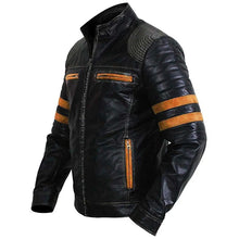 Load image into Gallery viewer, Men&#39;s Black Vintage Distressed Biker Leather Jacket
