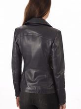 Load image into Gallery viewer, Womens Casual Black Biker Leather Jacket
