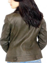Load image into Gallery viewer, Women&#39;s Sew Button Real Leather Jacket
