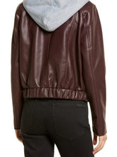 Load image into Gallery viewer, Brown Hooded And Biker Leather Jacket For Women
