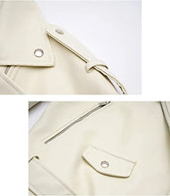 Load image into Gallery viewer, Women&#39;s Faux Leather White Biker Jacket
