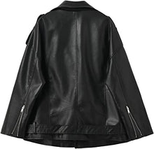 Load image into Gallery viewer, Women&#39;s Faux Black Leather Biker Jacket
