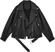 Load image into Gallery viewer, Women&#39;s Faux Leather Black Biker Jacket
