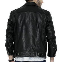 Load image into Gallery viewer, Men&#39;s Button Up Black Leather Jacket
