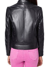 Load image into Gallery viewer, Lambskin Black Leather Collar Jacket For Women

