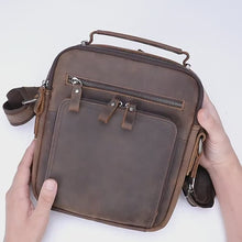 Load and play video in Gallery viewer, Men Vintage Shoulder Genuine Leather Handbag
