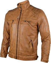 Load image into Gallery viewer, Mens Classic Diamond Fashion Leather Jacket
