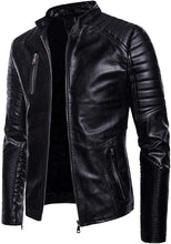 Load image into Gallery viewer, Men&#39;s Straight Fit Black Lambskin Leather Jacket
