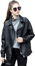 Load image into Gallery viewer, Women&#39;s Faux Leather Black Motorcycle Jacket
