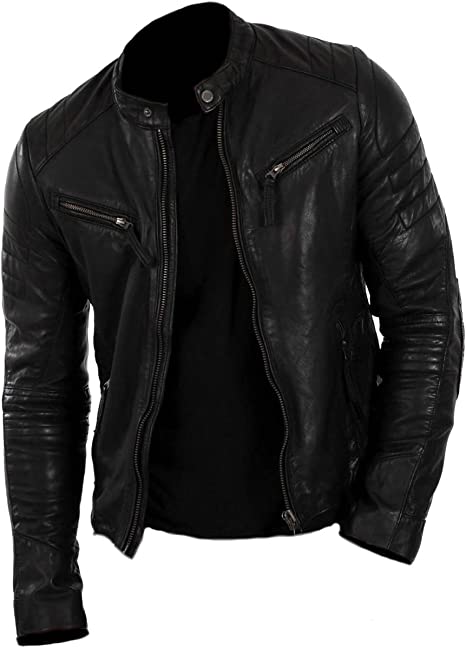 SleekHides Men's Fashion Real Leather Biker Jacket
