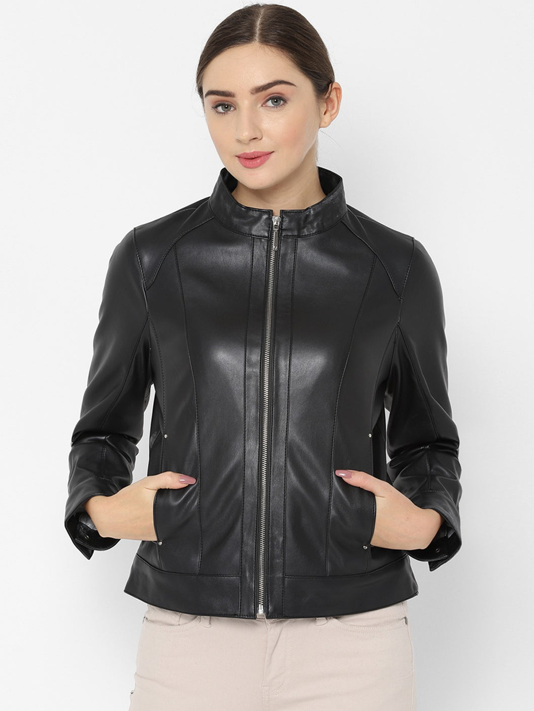 Genuine Black Leather womens Jacket
