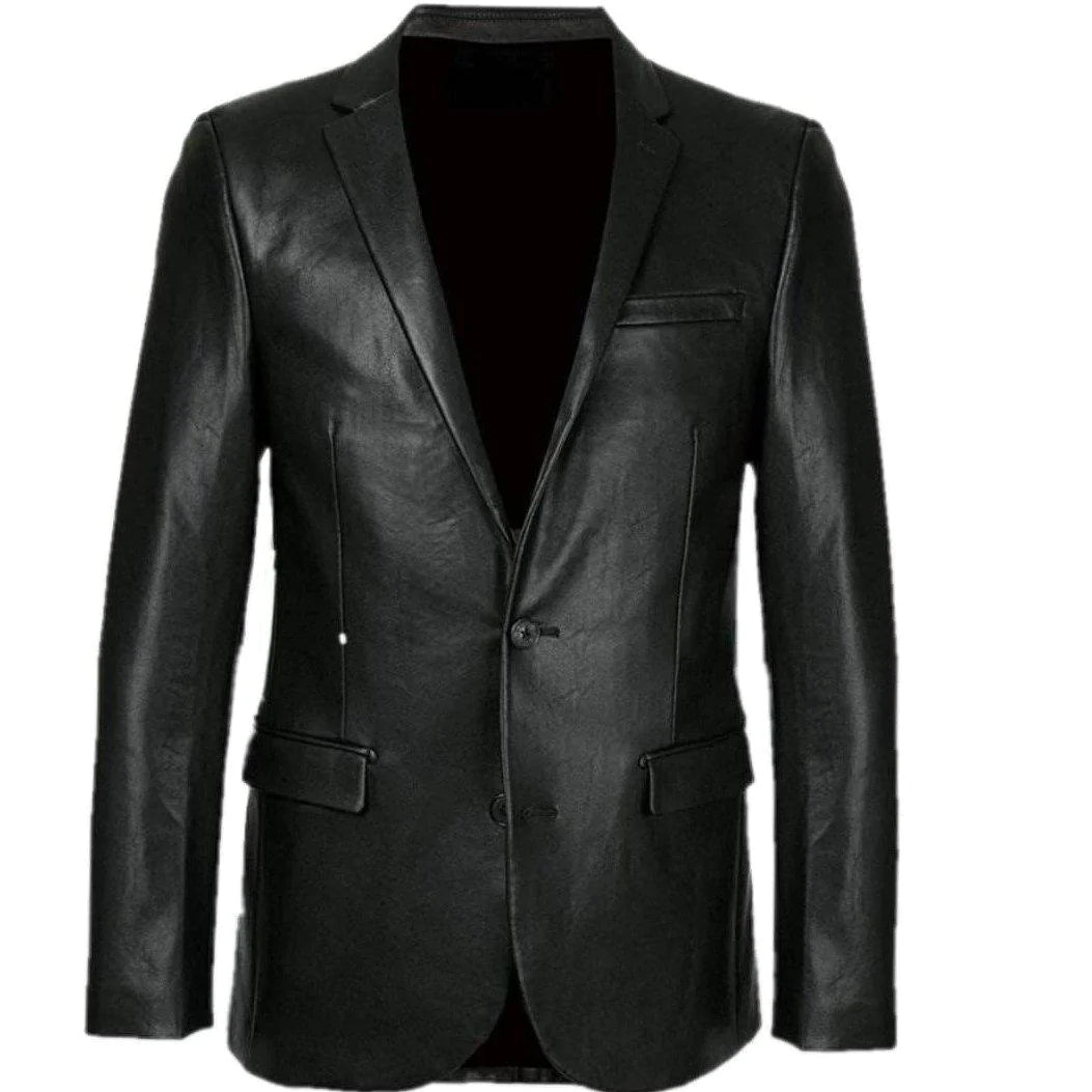 Men's Black Real Lambskin Leather Jacket Blazer Coat