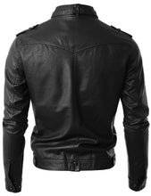 Load image into Gallery viewer, Mens Black Real Leather Motorcycle Jacket
