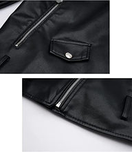 Load image into Gallery viewer, Women&#39;s Faux Black Leather Biker Jacket

