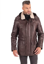 Load image into Gallery viewer, Men&#39;s Dark Brown Vintage Leather Coat
