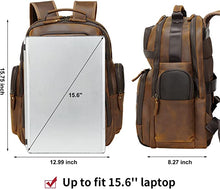 Load image into Gallery viewer, Men&#39;s Vintage 15.6 Laptop Leather BackPack
