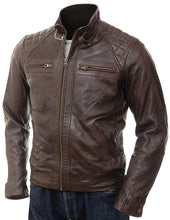 Load image into Gallery viewer, Brown Lambskin Distressed Filipo Leather Jacket

