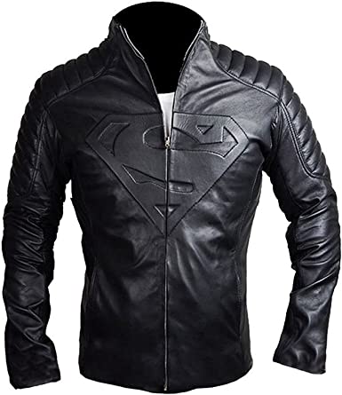 Mens Superman Black Smallville Jacket Leather