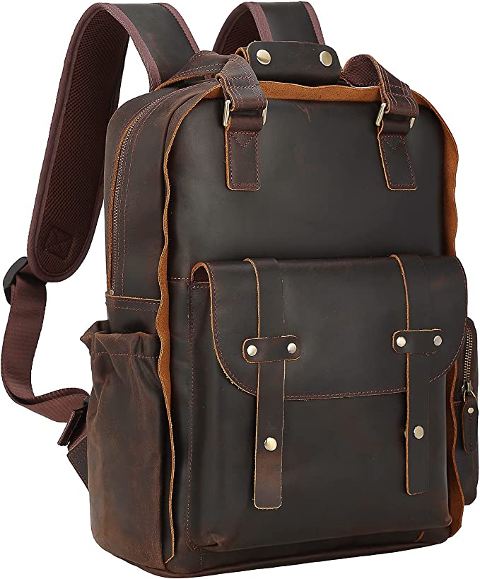 Men Full Grain 15.6 Inch Laptop Leather Backpack