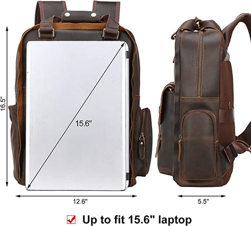 Men Full Grain 15.6 Inch Laptop Leather Backpack