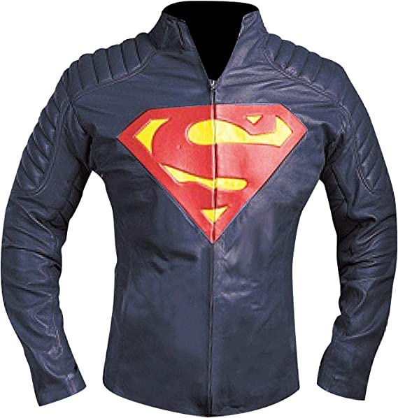 Mens Superman Black Stylish Smallville Jacket Leather
