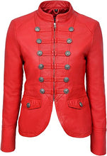 Load image into Gallery viewer, Womens Military Style Red Leather Jacket
