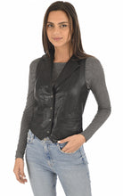 Load image into Gallery viewer, Women&#39;s Charcoal Black Leather Vest
