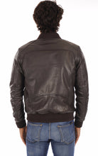 Load image into Gallery viewer, Men&#39;s Dark Brown Vintage Bomber Leather Jacket
