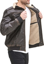 Load image into Gallery viewer, Men&#39;s Faux Leather Sherpa Aviator Bomber Jacket
