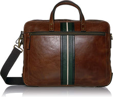 Load image into Gallery viewer, Men&#39;s Brown Leather Double Zip Briefcase Laptop Bag

