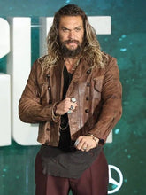 Load image into Gallery viewer, Aquaman Justice League Distressed Leather Jacket– Boneshia
