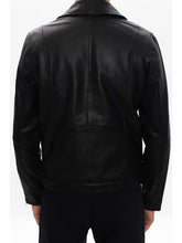 Load image into Gallery viewer, Black Asymmetrical Leather Jacket | Black Asymmetrical Moto Jacket

