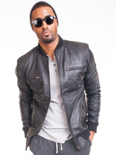 Load image into Gallery viewer, LAMBSKIN LEATHER BOMBER JACKET
