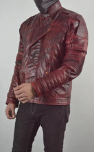 Load image into Gallery viewer, Mens Designer Maroon Genuine Biker Leather Jacket
