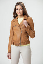 Load image into Gallery viewer, Womens Beautiful Leather Jacket In Camel Color – Boneshia
