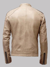 Load image into Gallery viewer, Beige Leather Moto Jacket
