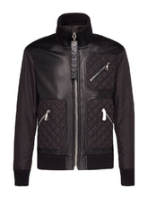 Load image into Gallery viewer, Biker Bomber Black Leather Jacket
